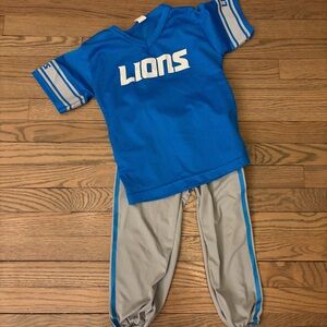 Kids Blue and Gray Detroit Lions Jersey and Pants Set